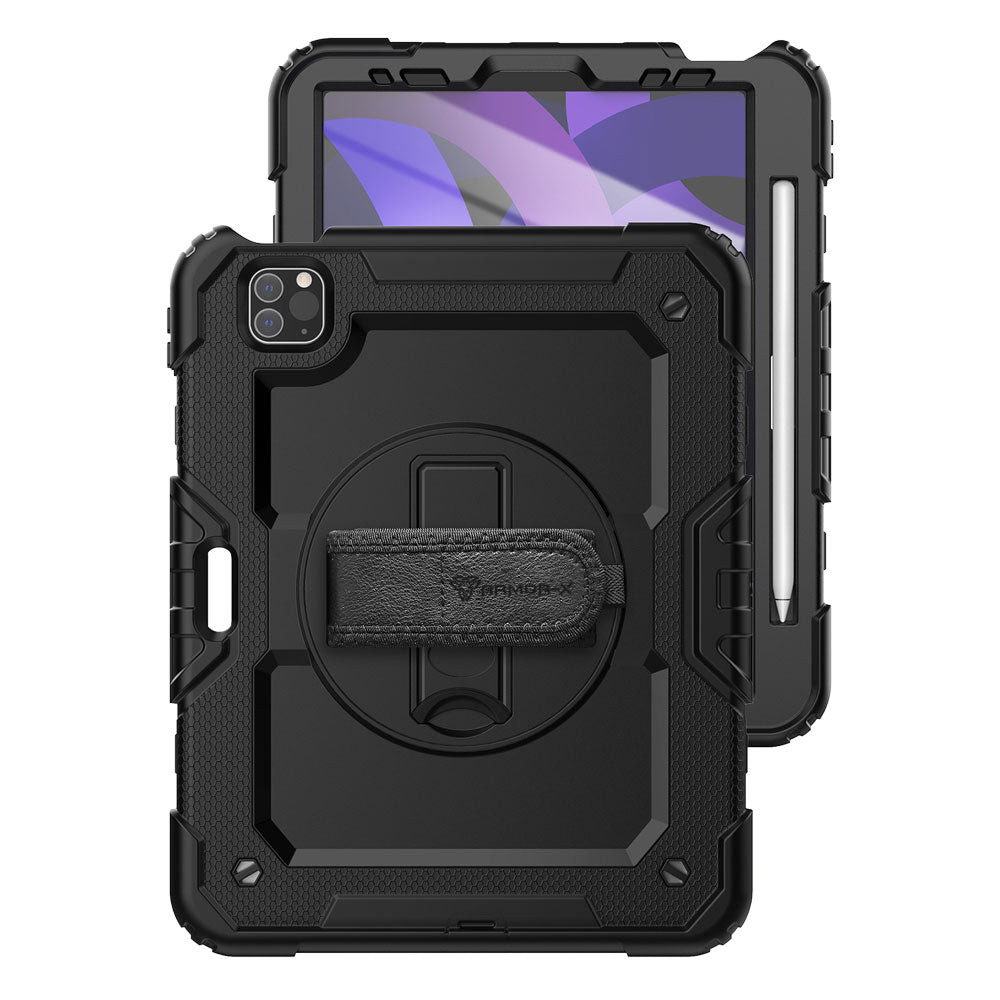 GEN-iPad-PR6 | iPad Pro 11 ( 2nd / 3rd / 4th Gen. ) 2020 / 2021 / 2022 | Rainproof military grade rugged case with hand strap and kick-stand
