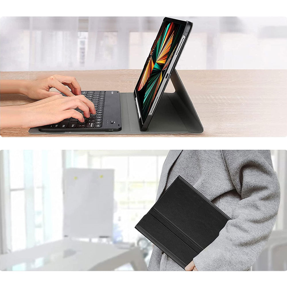 HKV-iPad-PR7 | iPad Pro 12.9 ( 3rd / 4th / 5th / 6th Gen. ) 2018 / 2020 / 2021 / 2022 | Shockproof Case with Magnetic Detachable Wireless Keyboard