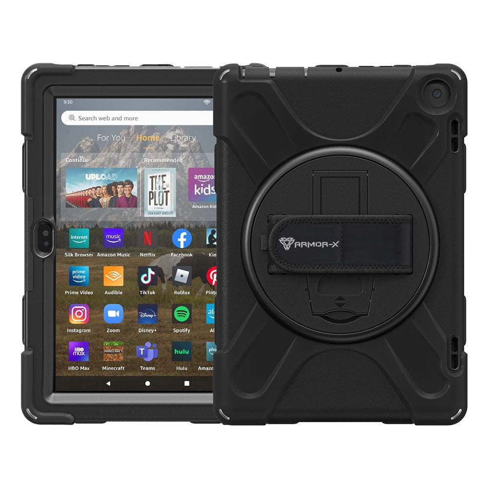 JLN-AZ-HD8G12 | Amazon Fire HD 8 / HD 8 Plus 2022 | Ultra 3 layers shockproof rugged case with hand strap and kick-stand