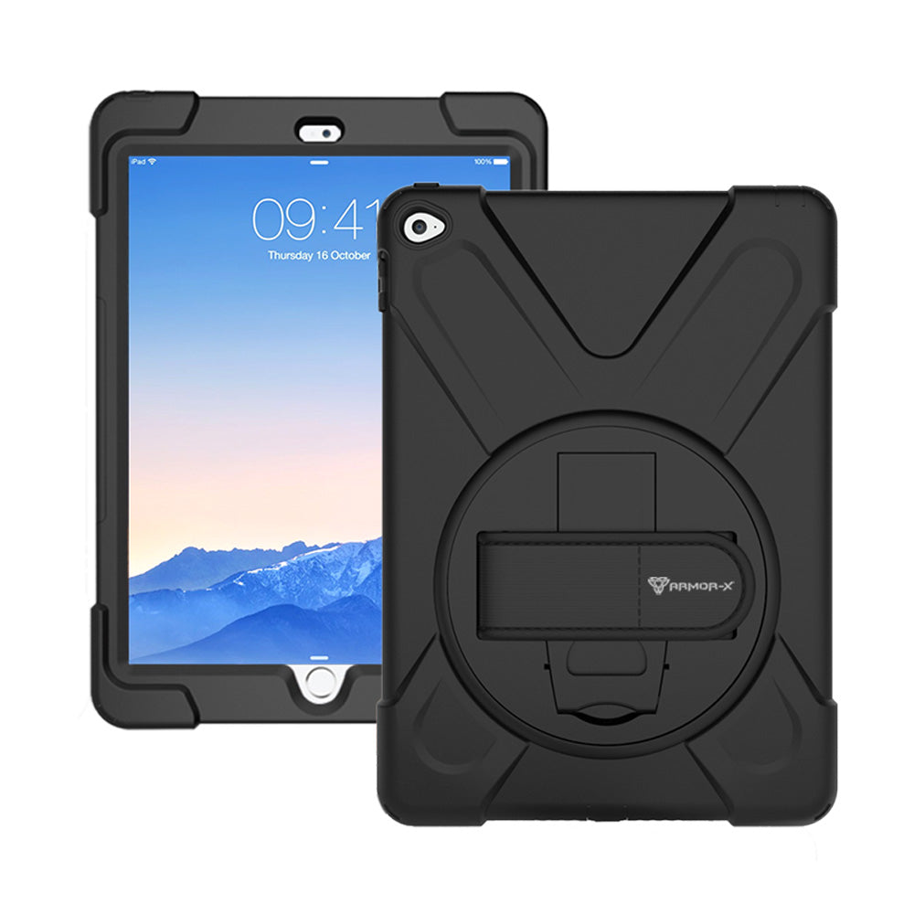 JLN-iPad-A2 | iPad Air 2 | Ultra 3 Layers Shockproof Rugged Case With Hand Strap,  Kick-stand & Wireless Charging Pen Holder