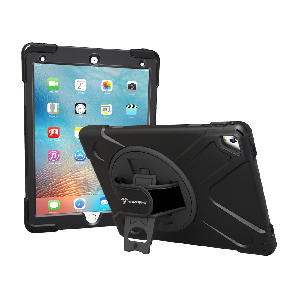 JLN-iPad-PR1 | iPad Pro 9.7 2016 | Ultra 3 Layers Shockproof Rugged Case With Hand Strap,  Kick-stand & Wireless Charging Pen Holder