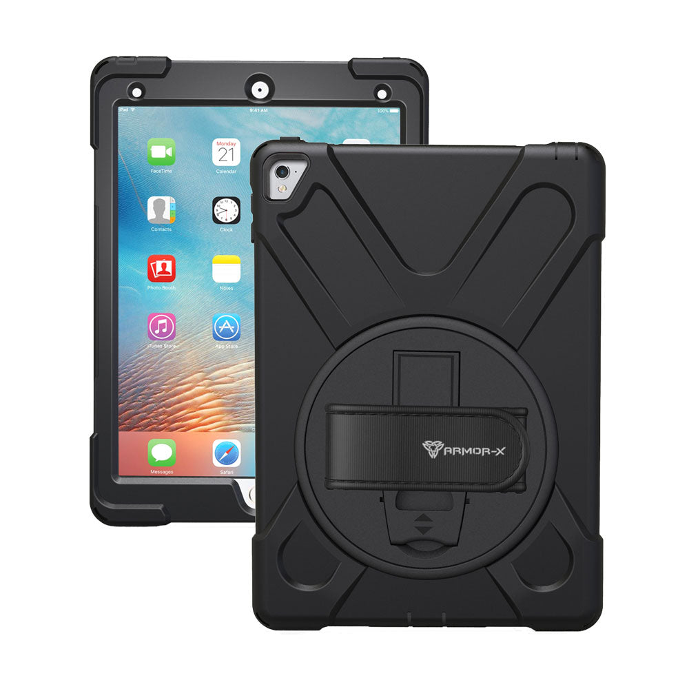 JLN-iPad-PR1 | iPad Pro 9.7 2016 | Ultra 3 Layers Shockproof Rugged Case With Hand Strap,  Kick-stand & Wireless Charging Pen Holder