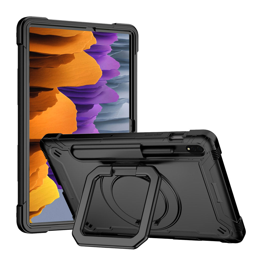 KON-SS-T870 | Samsung Galaxy Tab S7 SM-T870 / SM-T875 / SM-T876B | Rugged case with kick-stand & pencil Holder & folding grip