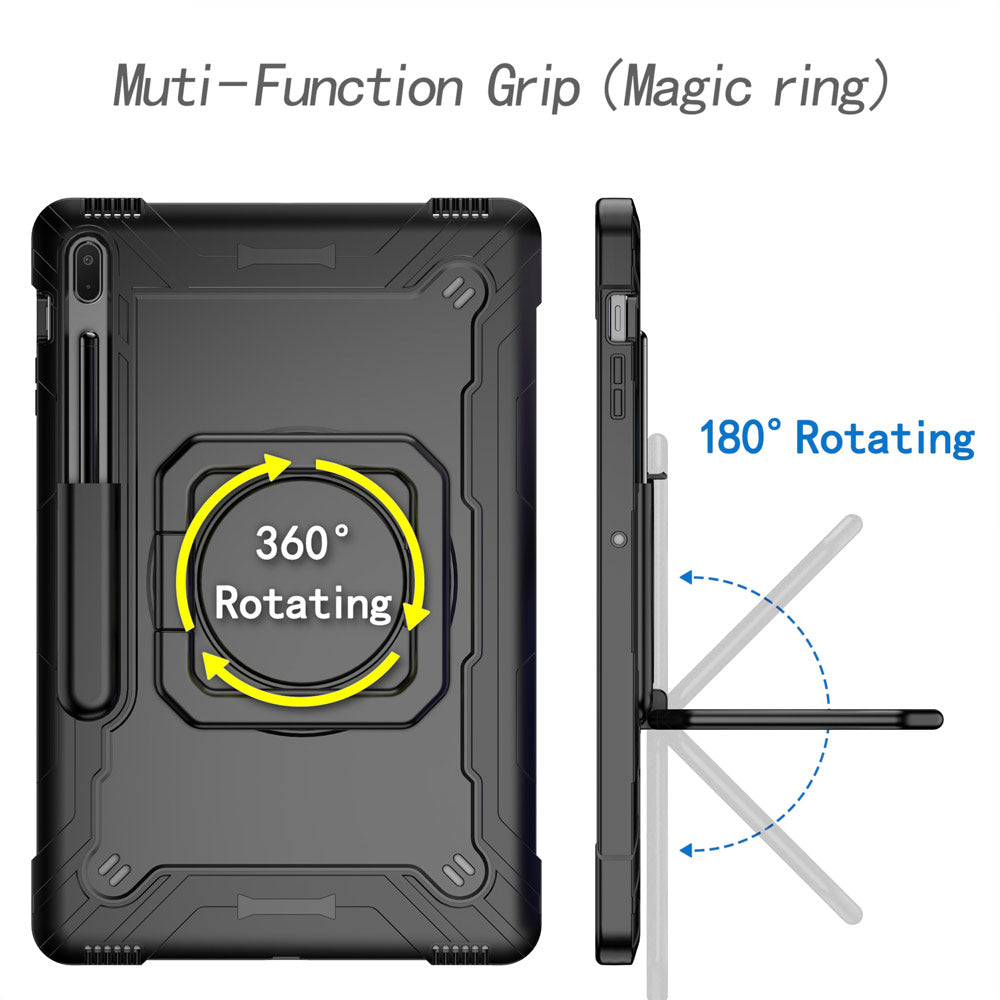 KON-SS-T970 | Samsung Galaxy Tab S7 FE SM-T730 / T733 / T736B / T735NZ | Rugged case with kick-stand & pencil Holder & folding grip