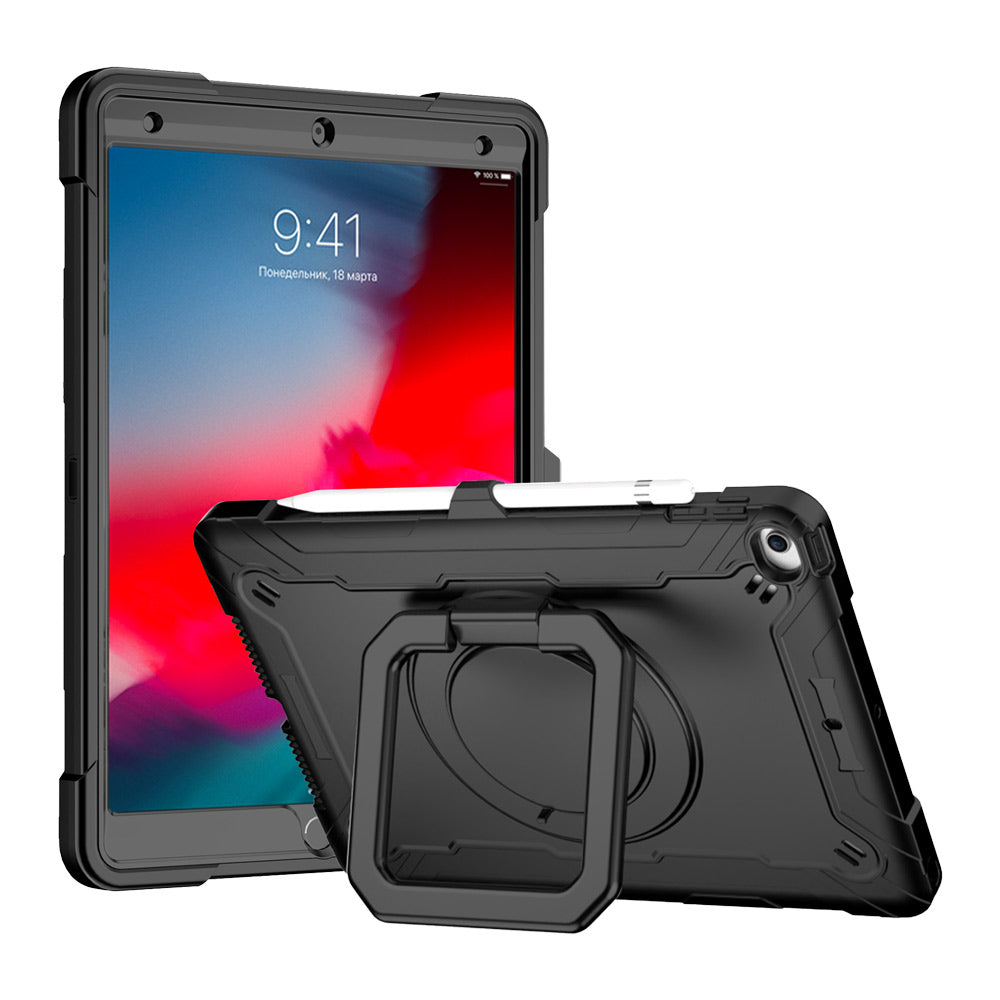 KON-iPad-N3 | iPad 10.2 (7th & 8th & 9th Gen.) 2019 / 2020 / 2021 | Rugged Case with Kick-stand & pencil holder & folding grip