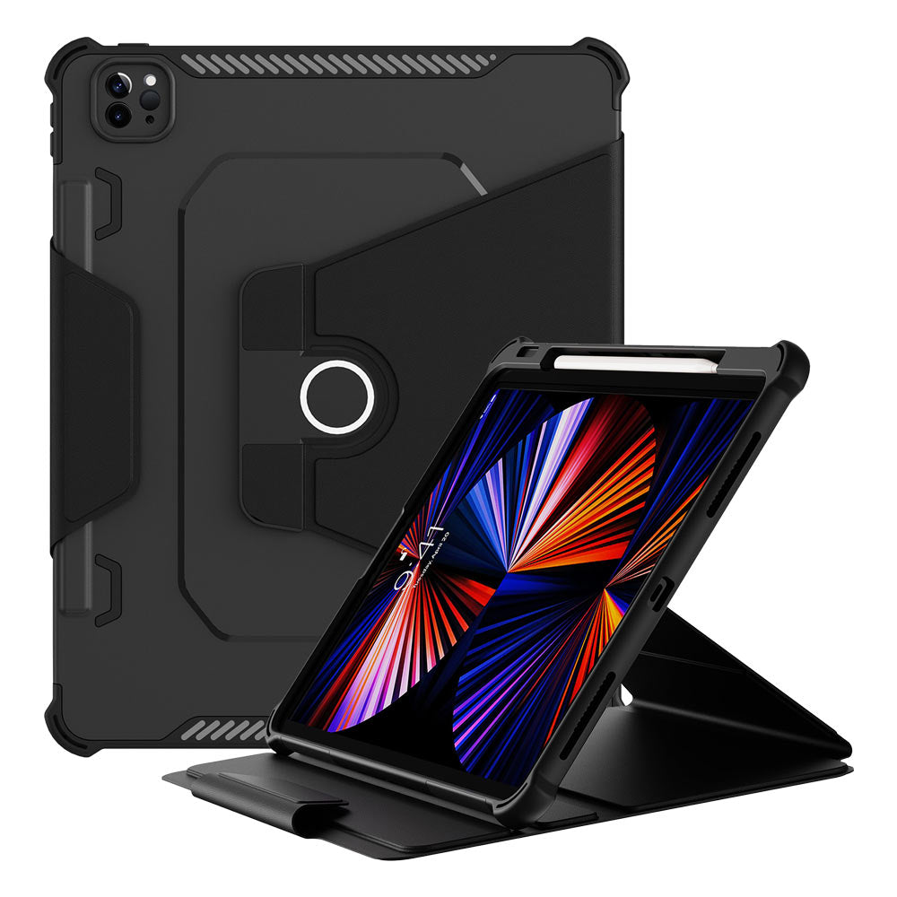 LCV-iPad-PR7 | iPad Pro 12.9 ( 3rd / 4th / 5th / 6th Gen. ) 2018 / 2020 / 2021 / 2022 | 360 Degree Rotating Stand Magnetic Smart Cover & Built in pen holder
