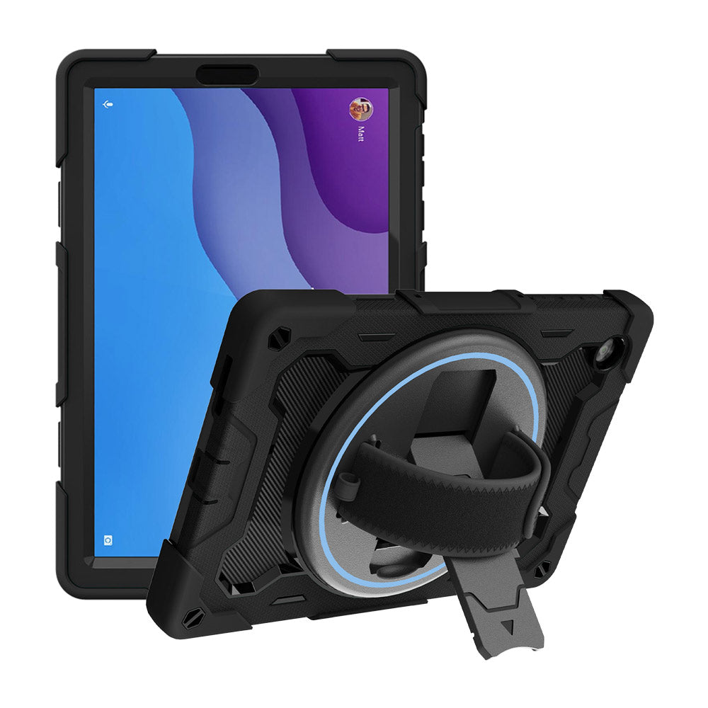 NBN-LN-M10HD2 | Lenovo Tab M10 HD (2nd Gen) TB-X306F | Ultra 3 Layers Shockproof Rugged Case with Hand Strap and Kick-Stand