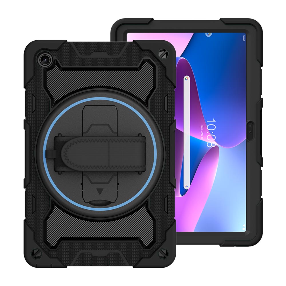 NBN-LN-M10P3 | Lenovo Tab M10 Plus ( Gen3 ) TB125 | Ultra 3 Layers Shockproof Rugged Case with Hand Strap and Kick-Stand