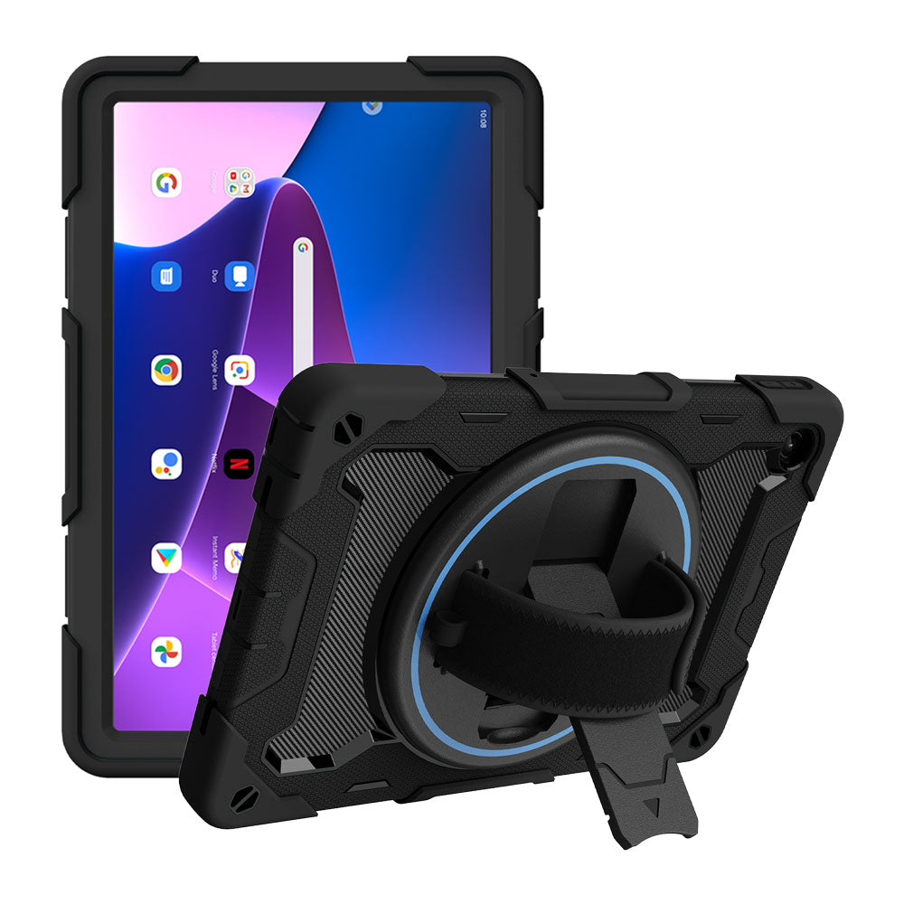 NBN-LN-M10P3 | Lenovo Tab M10 Plus ( Gen3 ) TB125 | Ultra 3 Layers Shockproof Rugged Case with Hand Strap and Kick-Stand