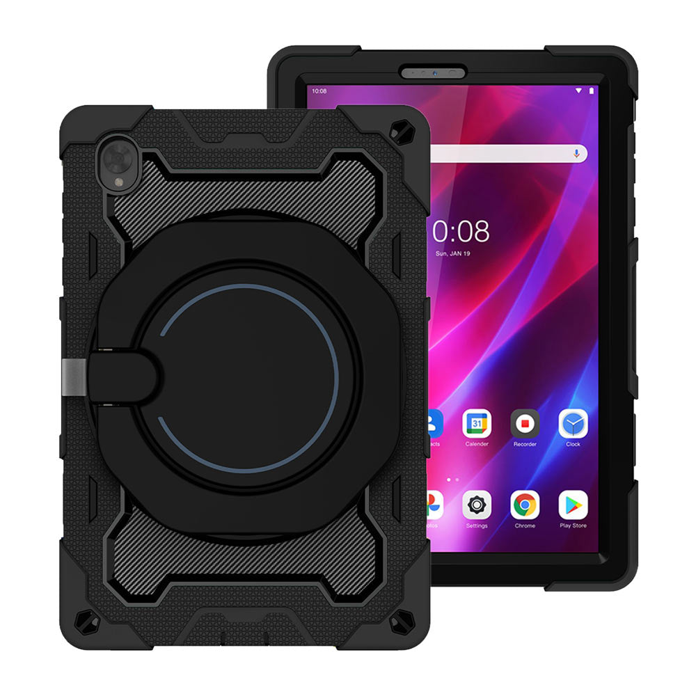 NON-LN-K10 | Lenovo Tab K10 ( TB-X6C6F/X/L TB-X6C6NBF/X/L ) | Rugged Case with Kick-Stand & Folding Grip & Pencil Holder