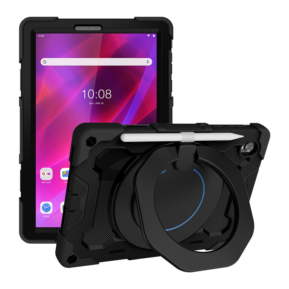 NON-LN-K10 | Lenovo Tab K10 ( TB-X6C6F/X/L TB-X6C6NBF/X/L ) | Rugged Case with Kick-Stand & Folding Grip & Pencil Holder