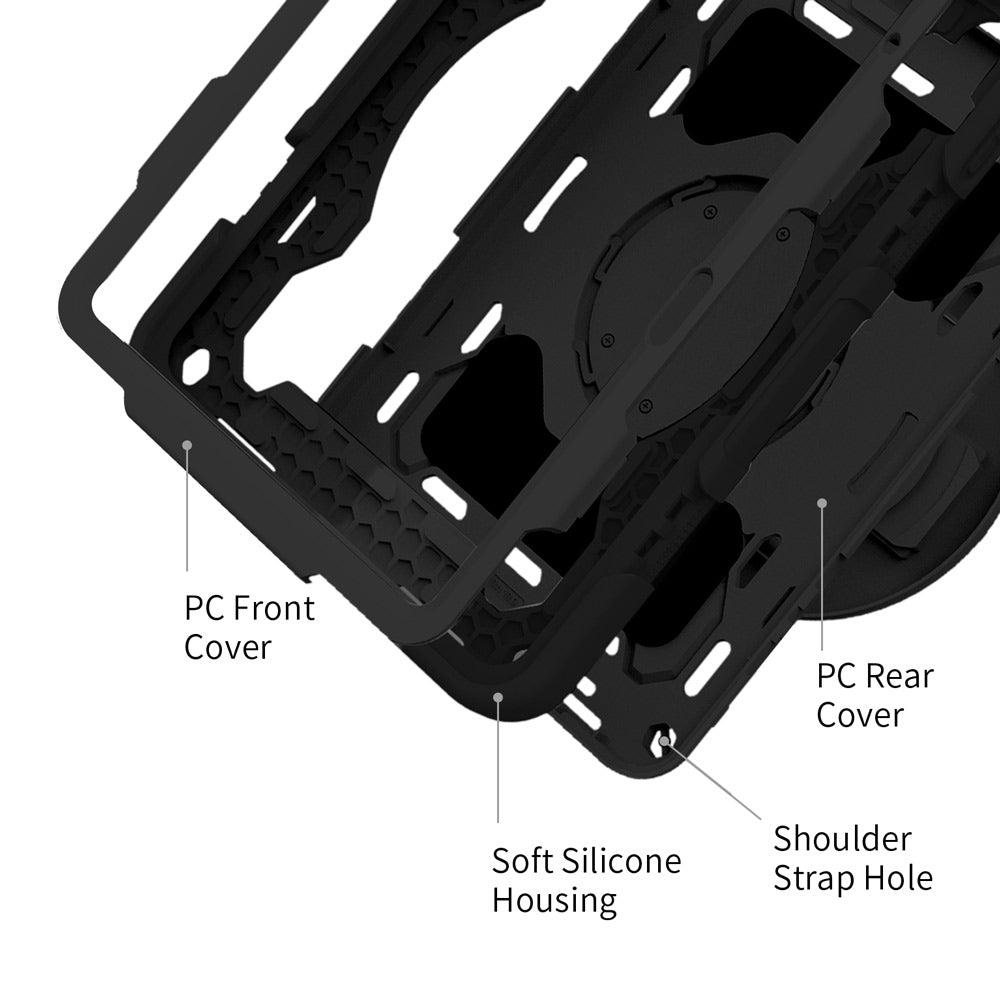 NON-LN-P11 | Lenovo Tab P11 TB-J606 | Rugged Case with Kick-Stand & Folding Grip & Pencil Holder