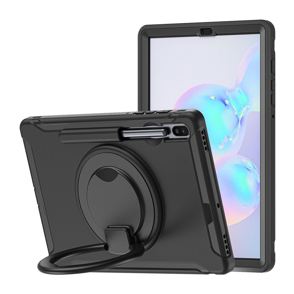RON-SS-T860 | Samsung Galaxy Tab S6 T860 T865 | Rugged case with kick-stand & pencil Holder & folding grip