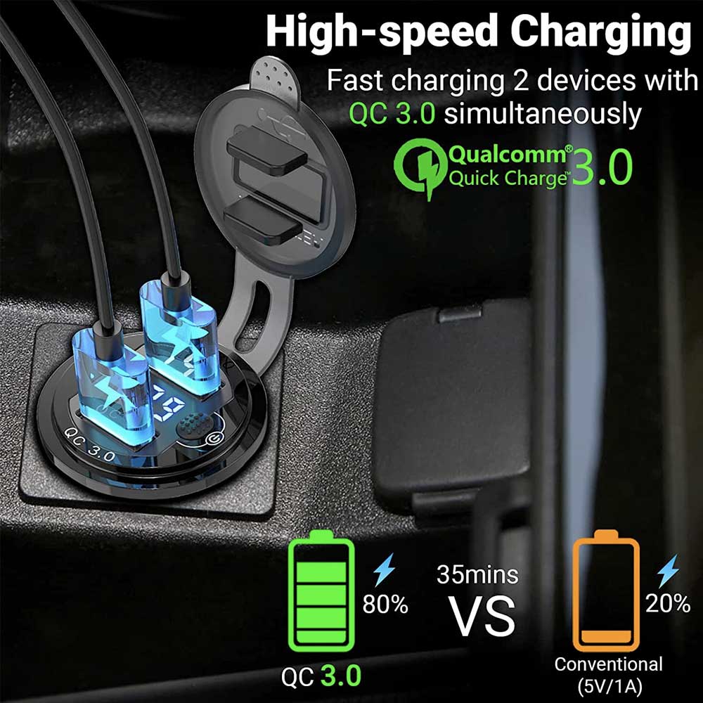 CHR-VC2 | Smart Car Charger with Display Power Button