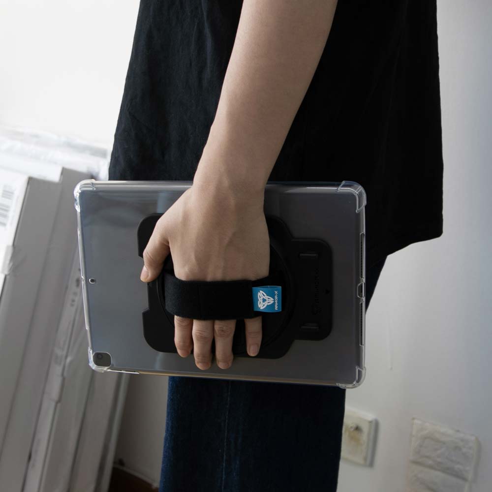 DUN-SS-X205 | Samsung Galaxy Tab A8 SM-X200 / X205 | Ultra Slim 4 Corner Shockproof Case With Hand Strap & Kick-stand