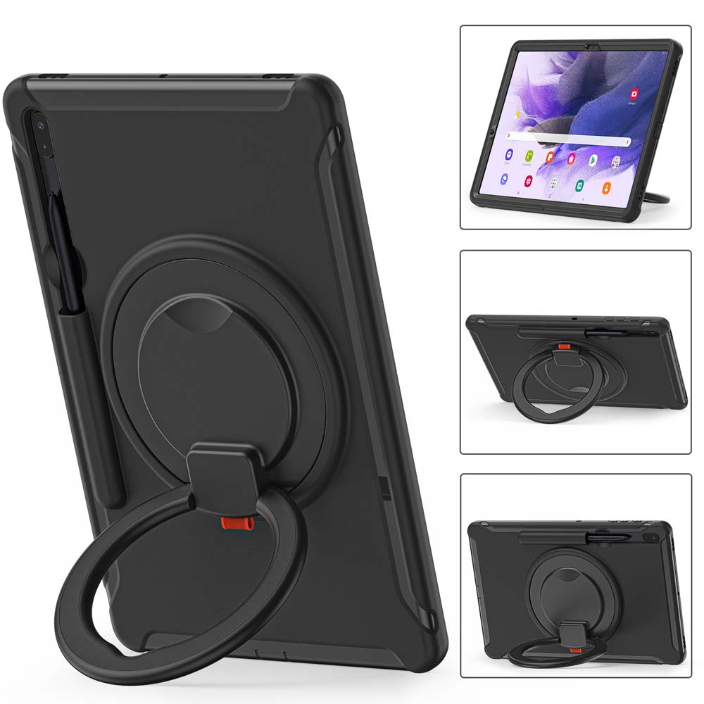 RON-SS-S7FE | Samsung Galaxy Tab S7 FE SM-T730 / T733 / T736B / T735NZ | Rugged case with kick-stand & pencil Holder & folding grip