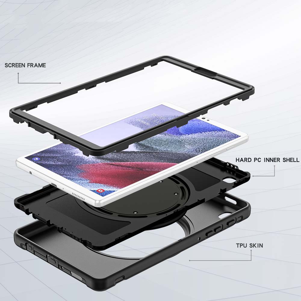 RON-iPad-M54 | iPad mini 5 / mini 4 | Rugged case with kick-stand & pencil Holder & folding grip