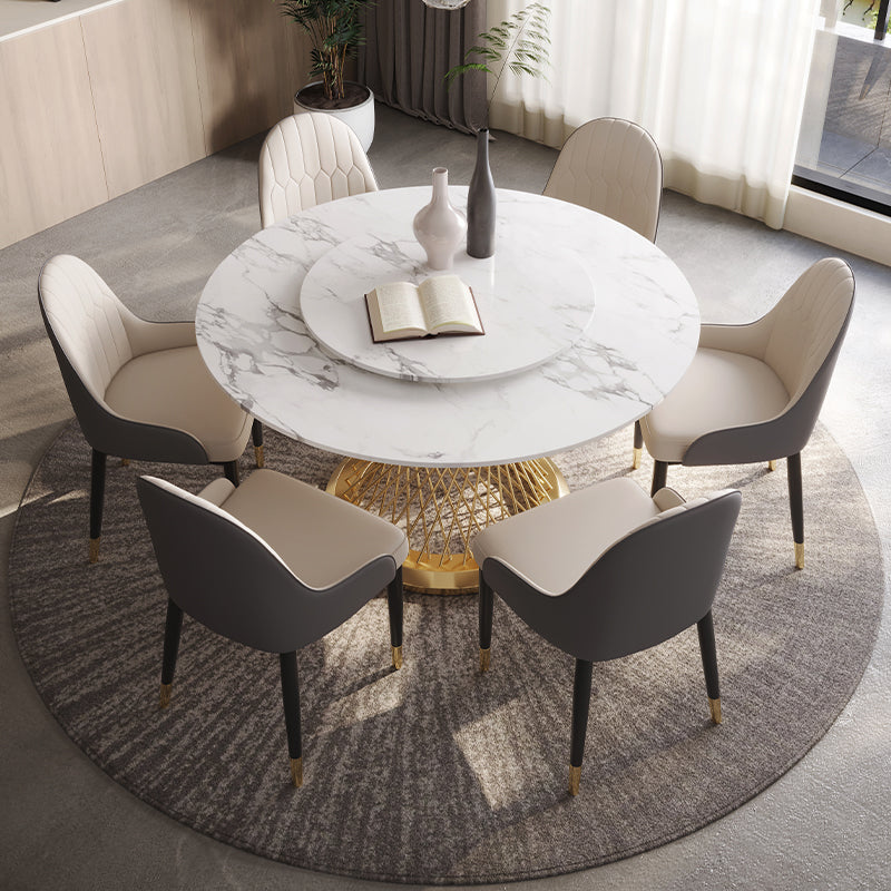 Round Sintered-Stone Dining Table with Turntable