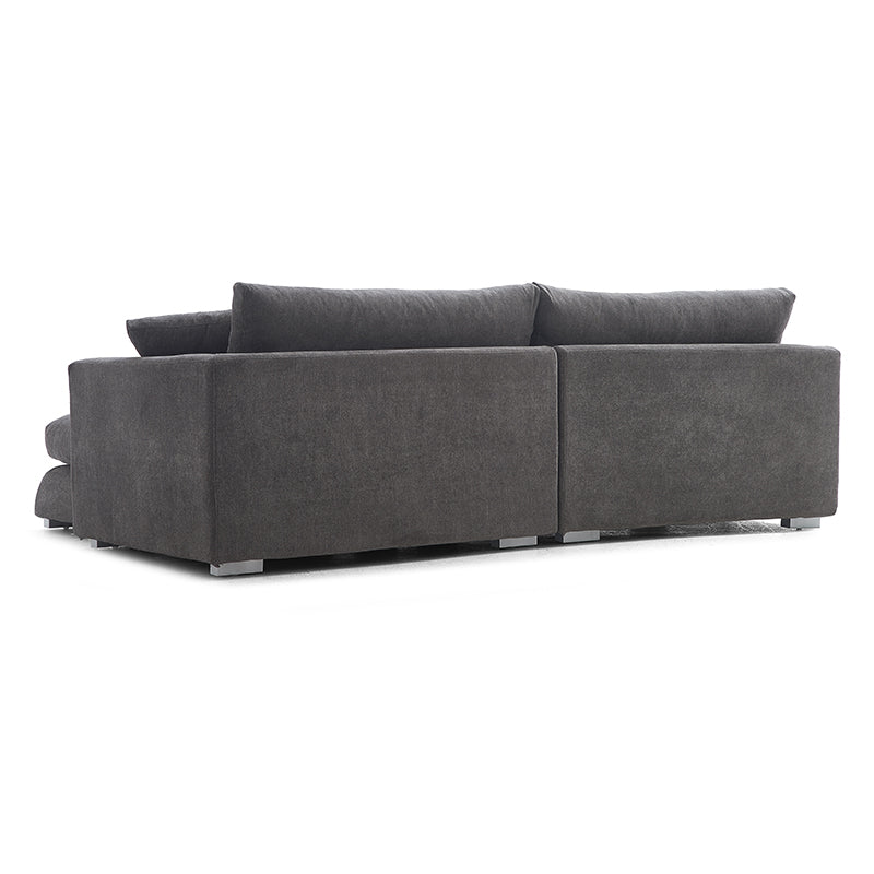 Aalto Boutique Grey Polyester Feathers Loveseat and Ottoman