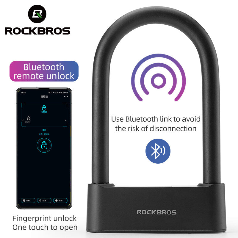 ROCKBROS Bike Lock Smart Fingerprint Key MTB Motor Key USB Repetitive Power Portable