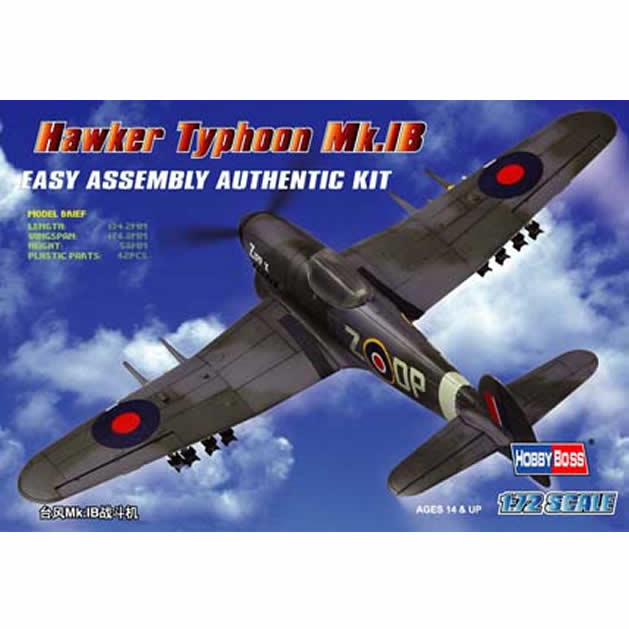 HBM80232 Hawker Typhoon Mk.1B 1/72 Scale Plastic Model Kit Hobby Boss