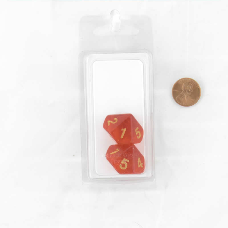 WKP19584E2 Red Countdown Dice Gold Colored Numbers D10 20mm Set of 2