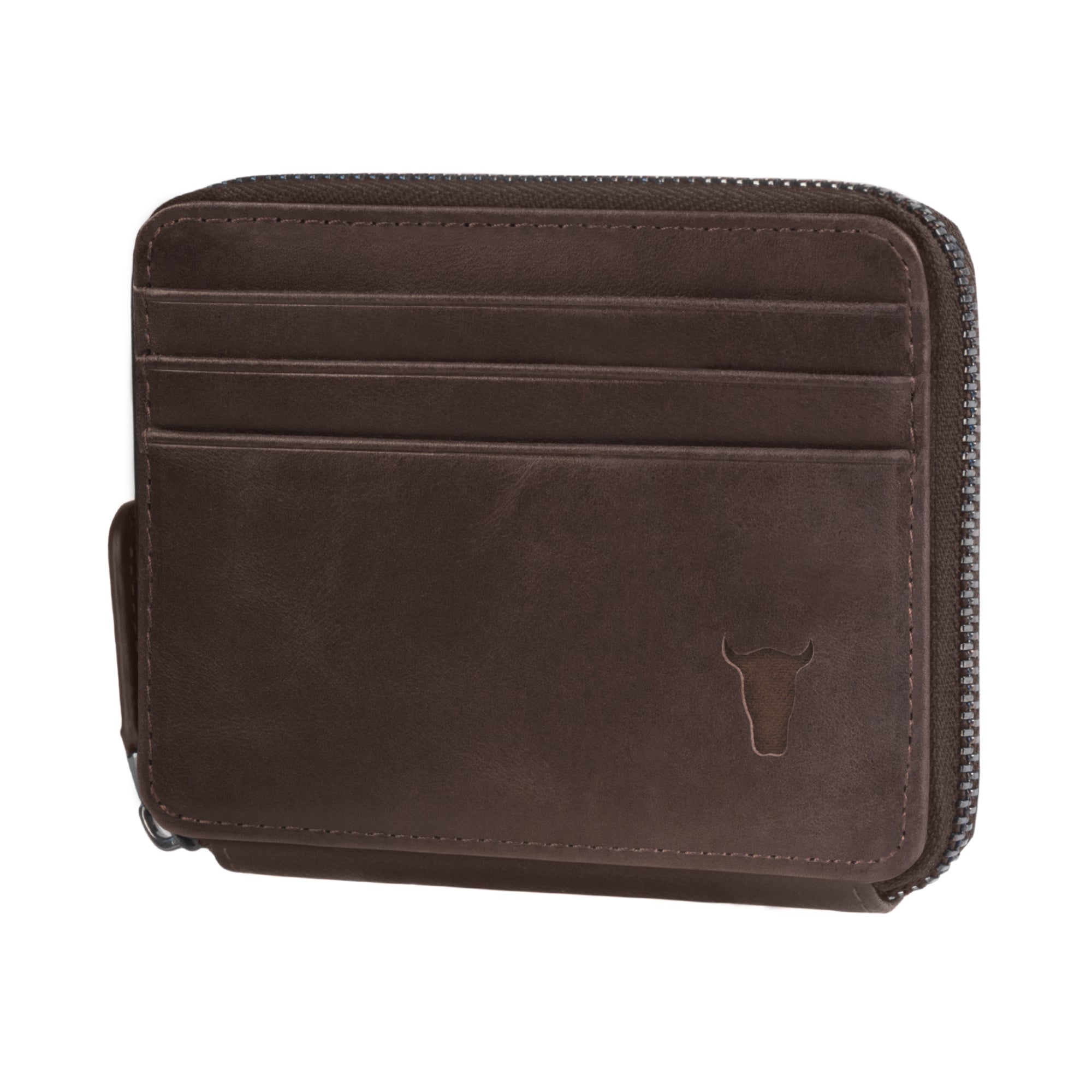 Leather Zipped Coin Purse with Card Holder