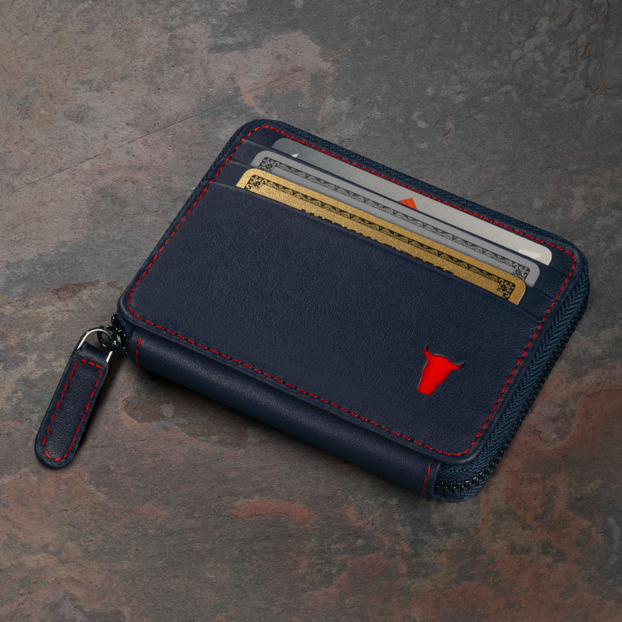 Leather Zipped Coin Purse with Card Holder