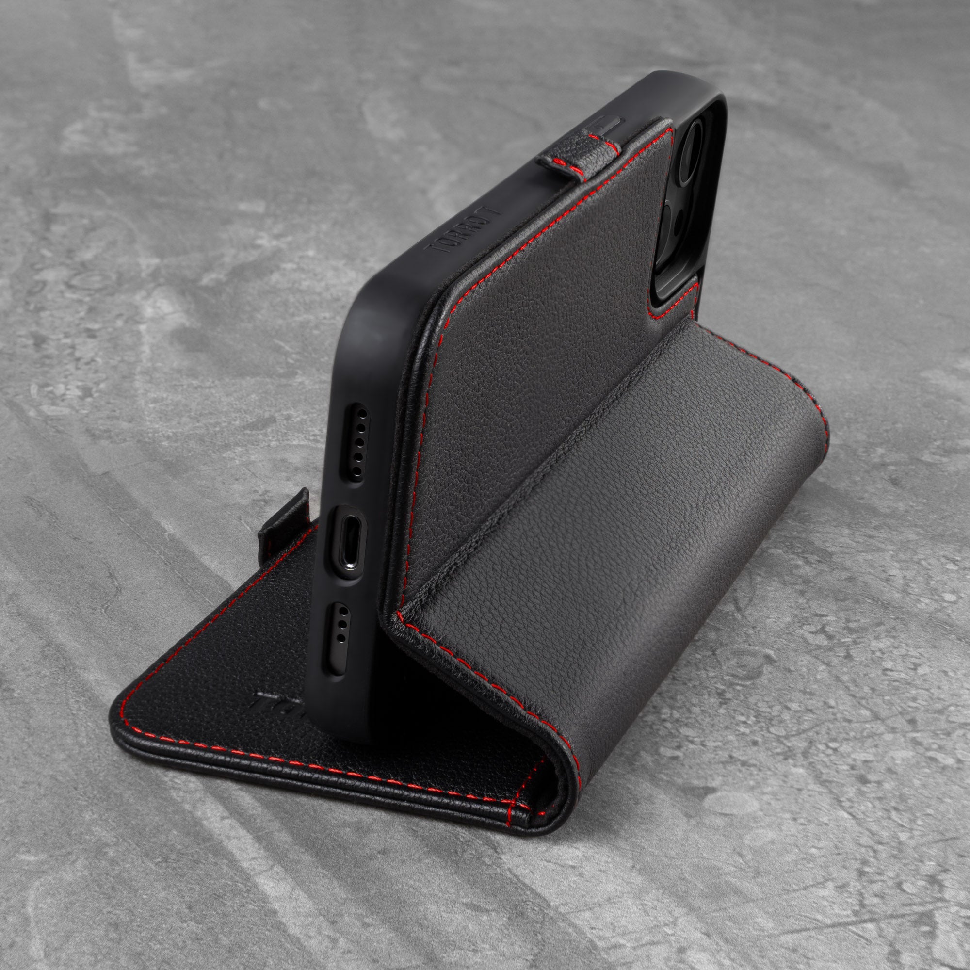 iPhone 13 Pro Max Leather Case (with stand function)