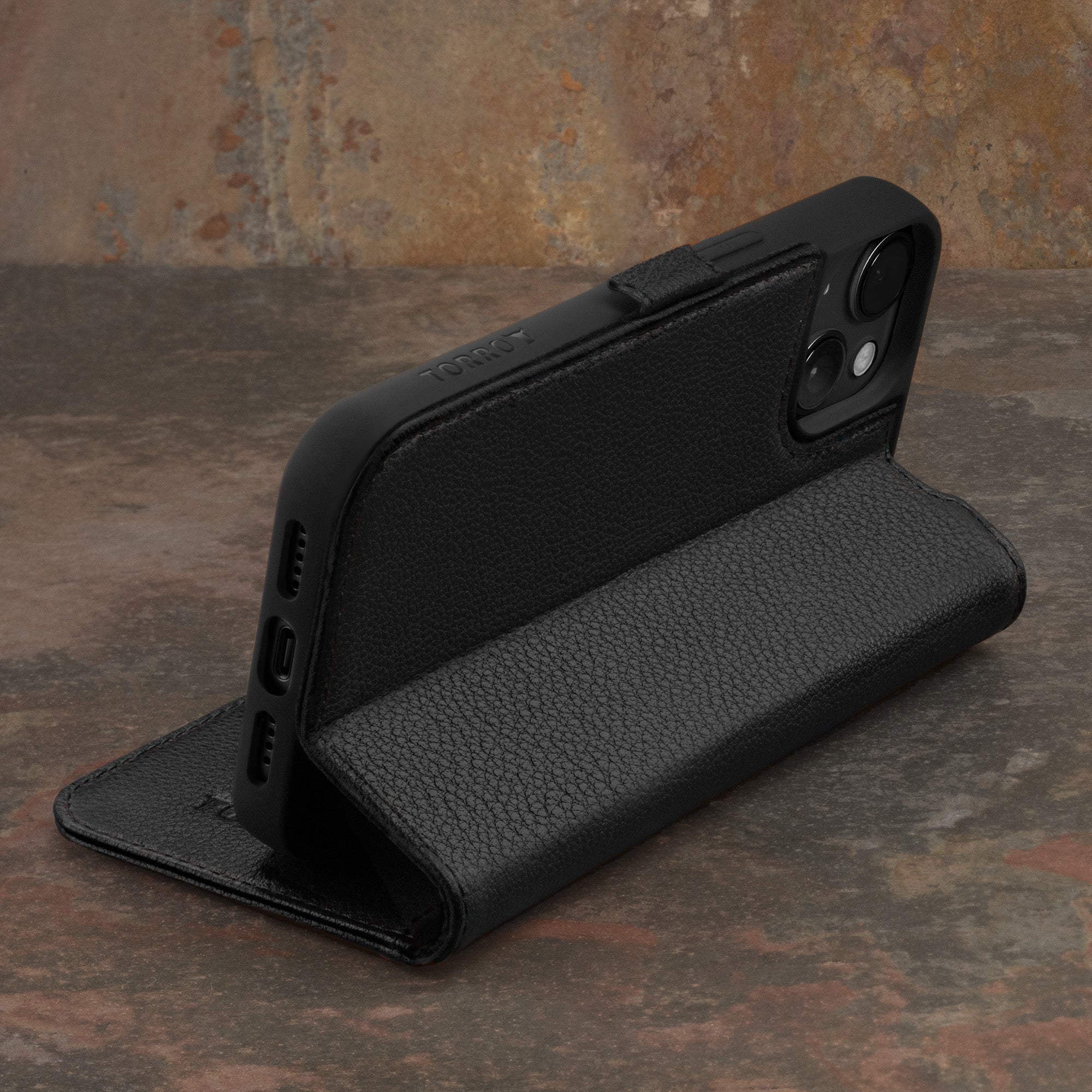 iPhone 15 Plus Leather Wallet Case (with Stand Function)