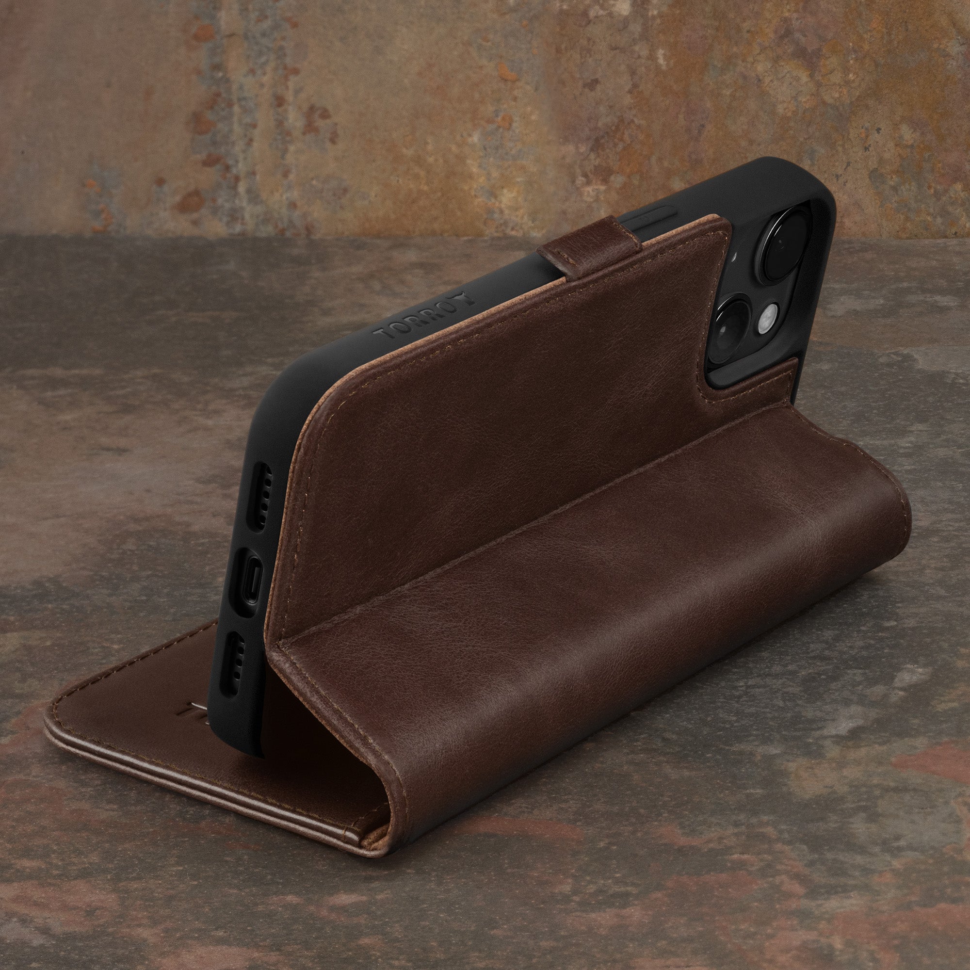 iPhone 15 Plus Leather Wallet Case (with Stand Function)