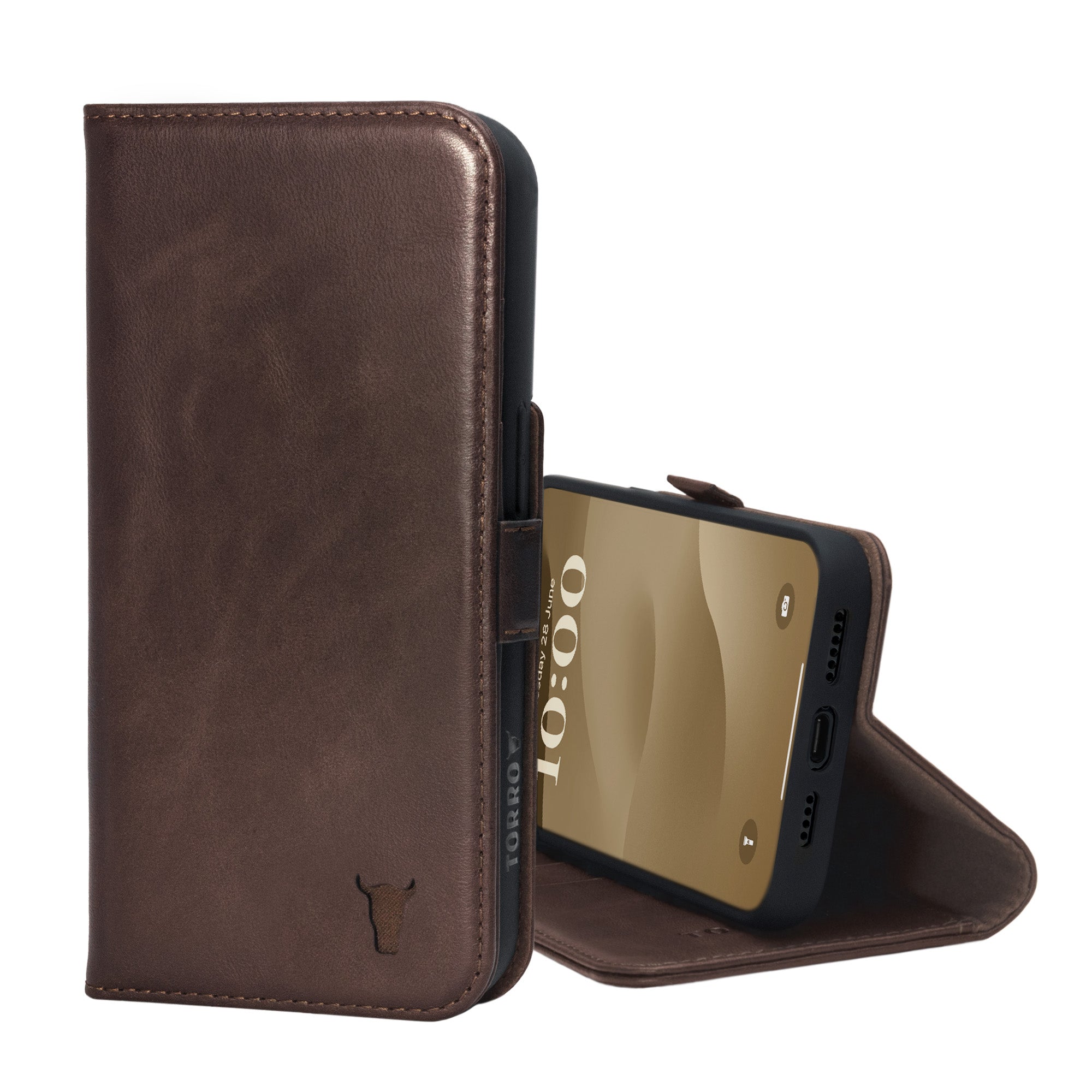 iPhone 15 Plus Leather Wallet Case (with Stand Function)