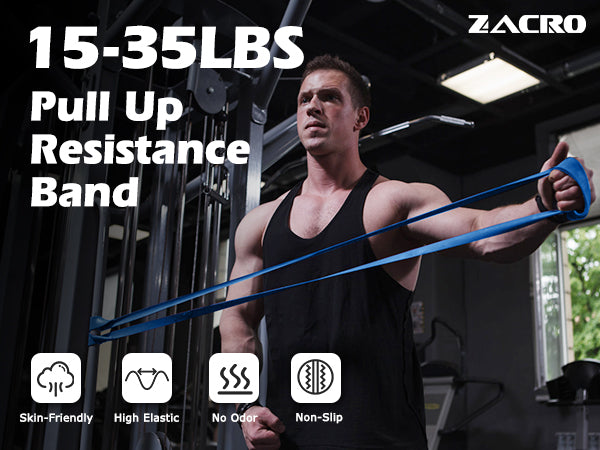 Zacro Pull Up Bands 15 35lbs Resistance Bands for Men and Women Exercise Loop Bands with Door Anchor Training Poster Pouch for Workout Home