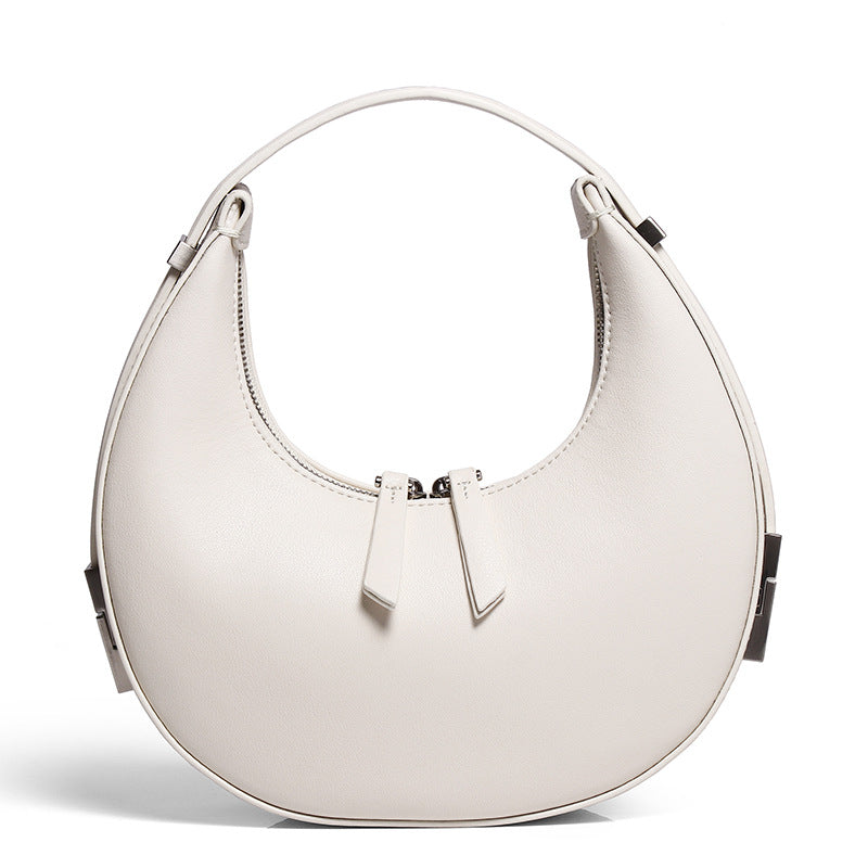 2022 Elegant Half Moon Handbag Famous Luxury Women Handbags Pink/Beige/khaqi Purse Genuine Leather Gift Handbag