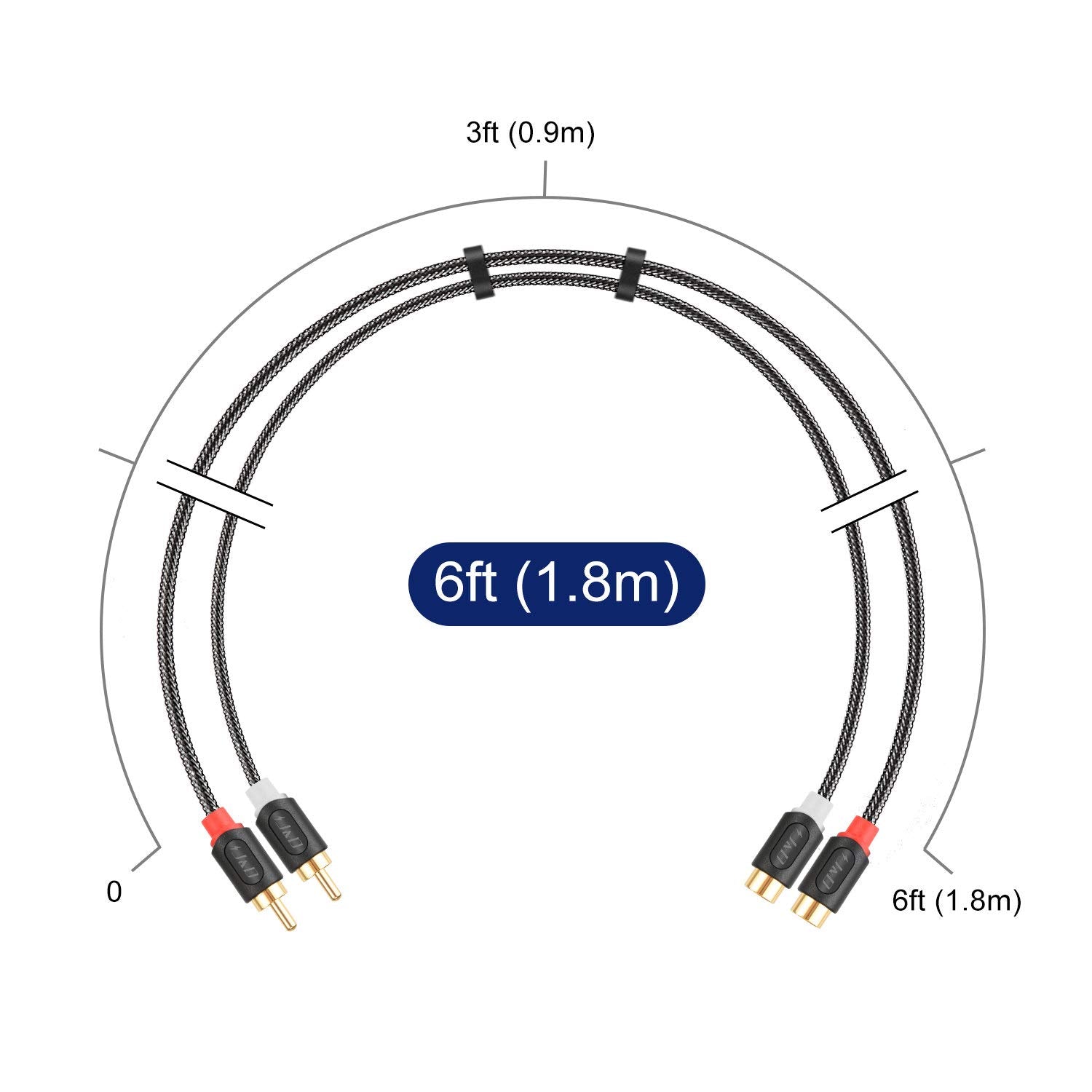 2RCA M/F Audiowave Series Audio Extension Cable with Nylon Braid