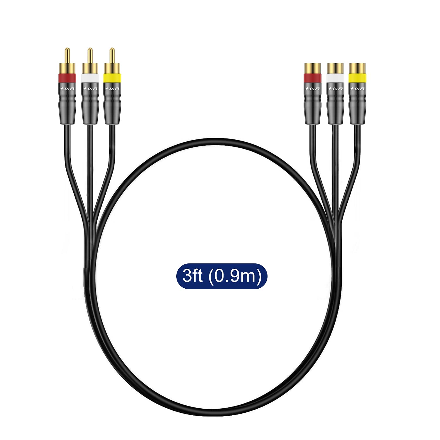 3RCA Male to 3RCA Female Stereo Audio Video RCA Extension AV Cable