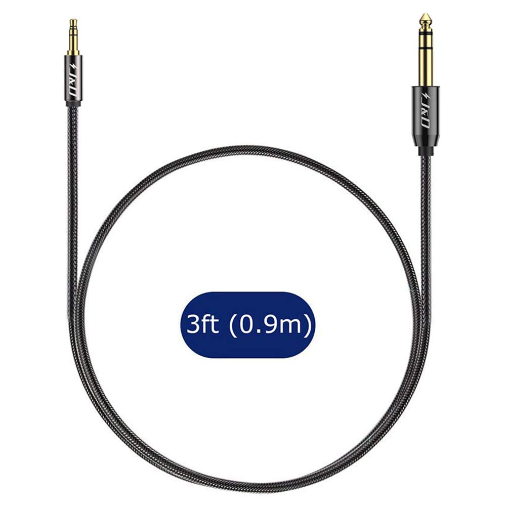 3.5 mm TRS Male to 6.35 mm TRS Male Stereo Audio Cable with Nylon Braid