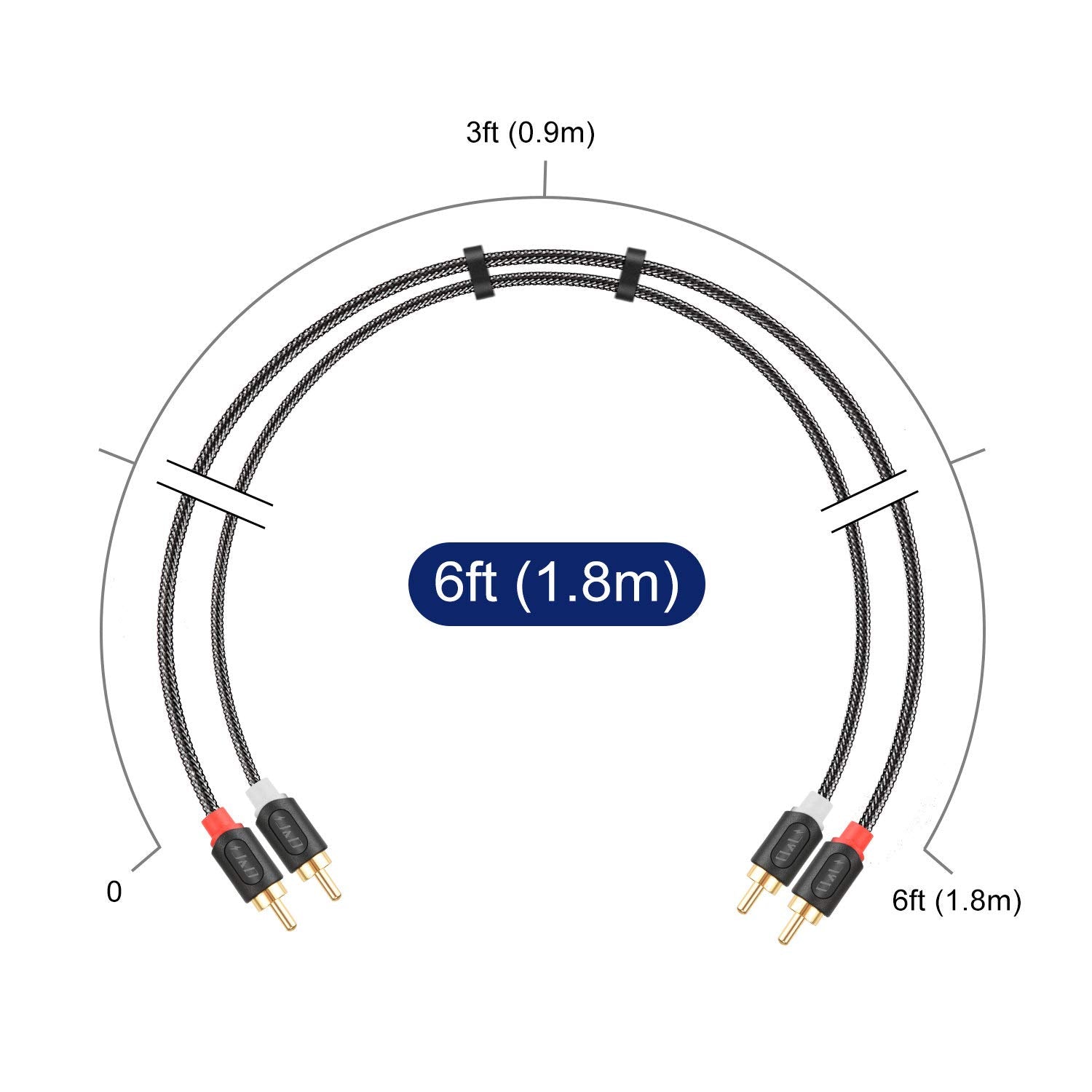 2RCA Male to 2RCA Male Stereo Audio Cable with Nylon Braid