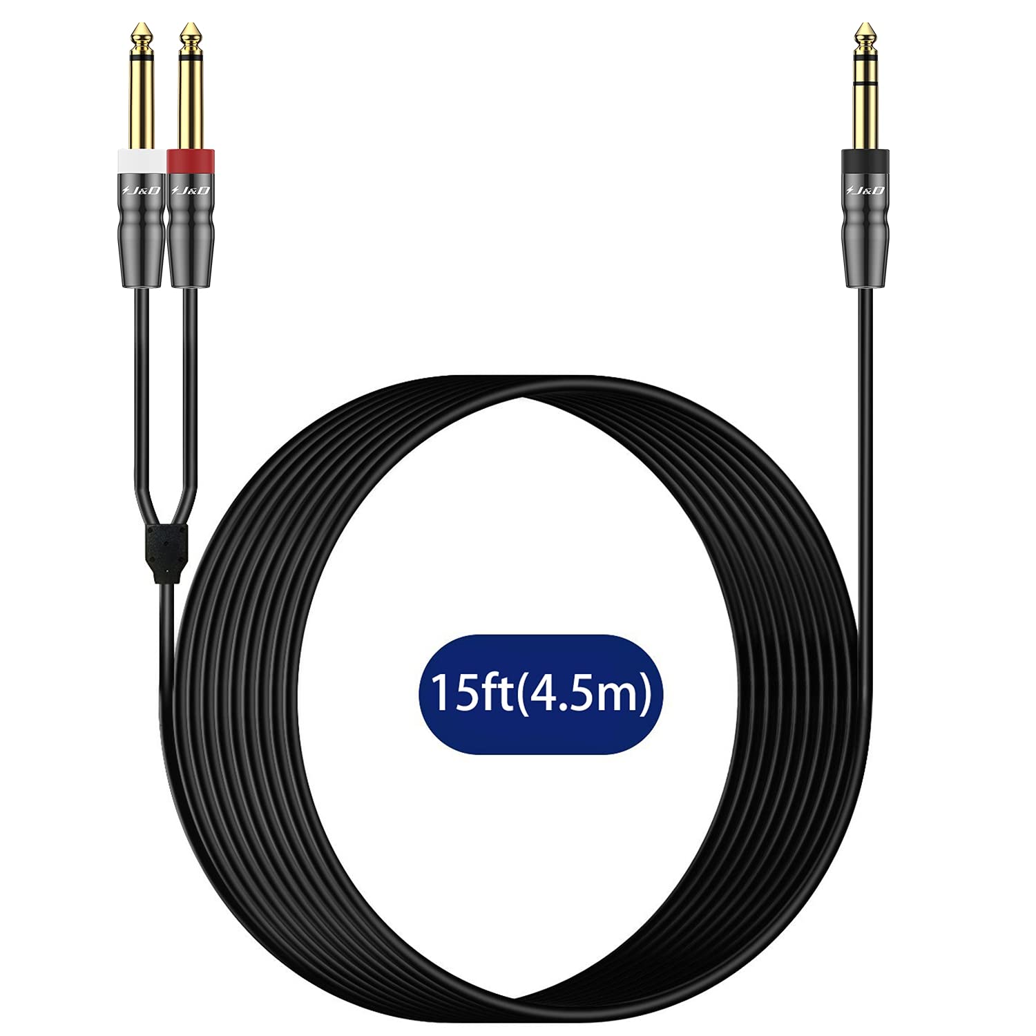 1/4 Male to Dual 1/4 TS Male Stereo Y Splitter Insert Speaker Cable