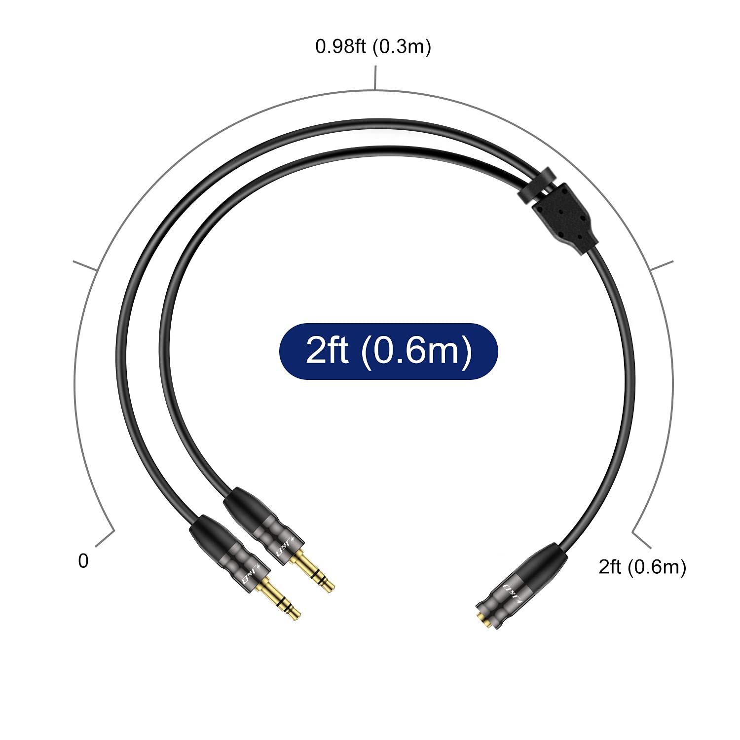 3.5mm TRS Female to Dual 3.5 mm TRS Male Y-Splitter Stereo Audio Adapter Cable