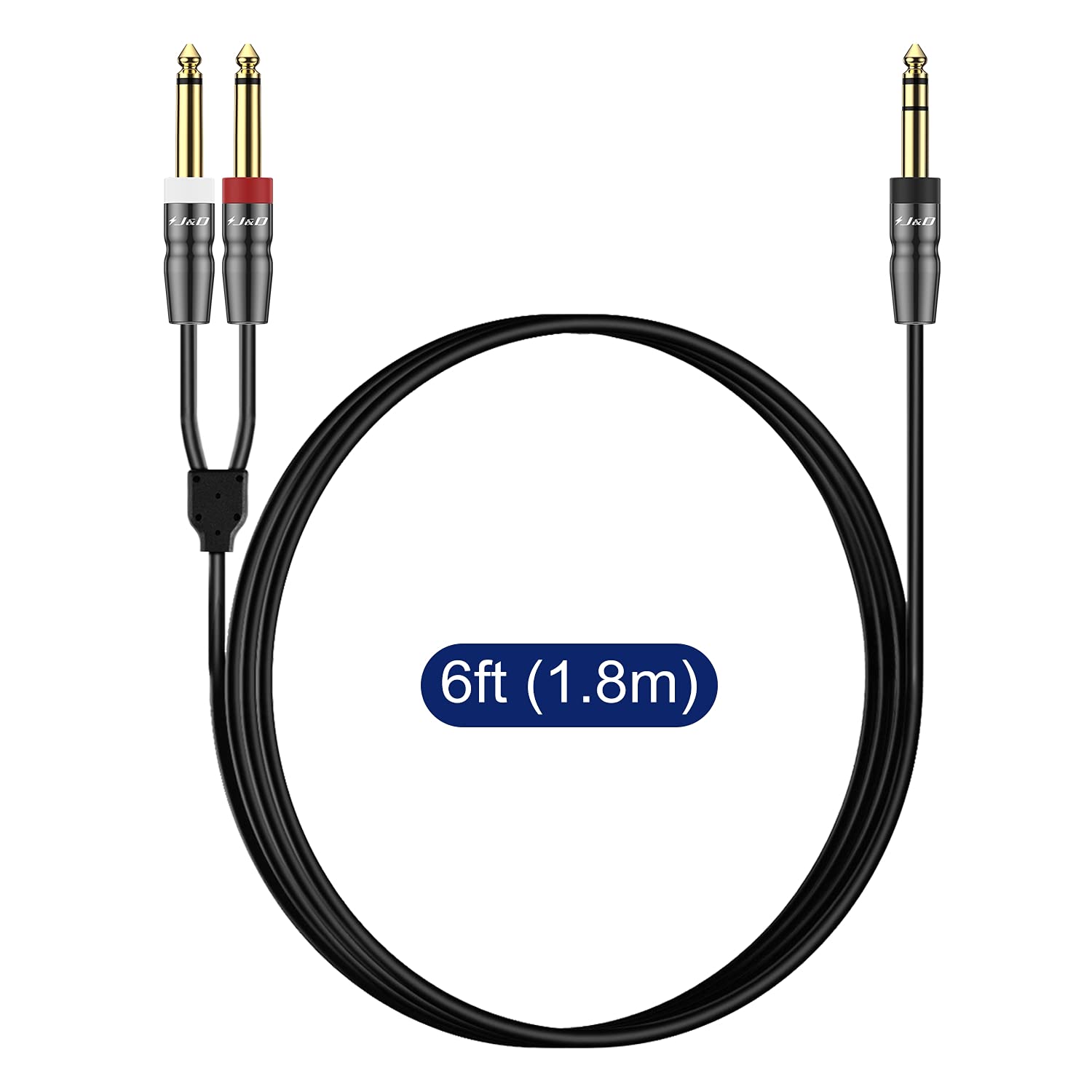 1/4 Male to Dual 1/4 TS Male Stereo Y Splitter Insert Speaker Cable