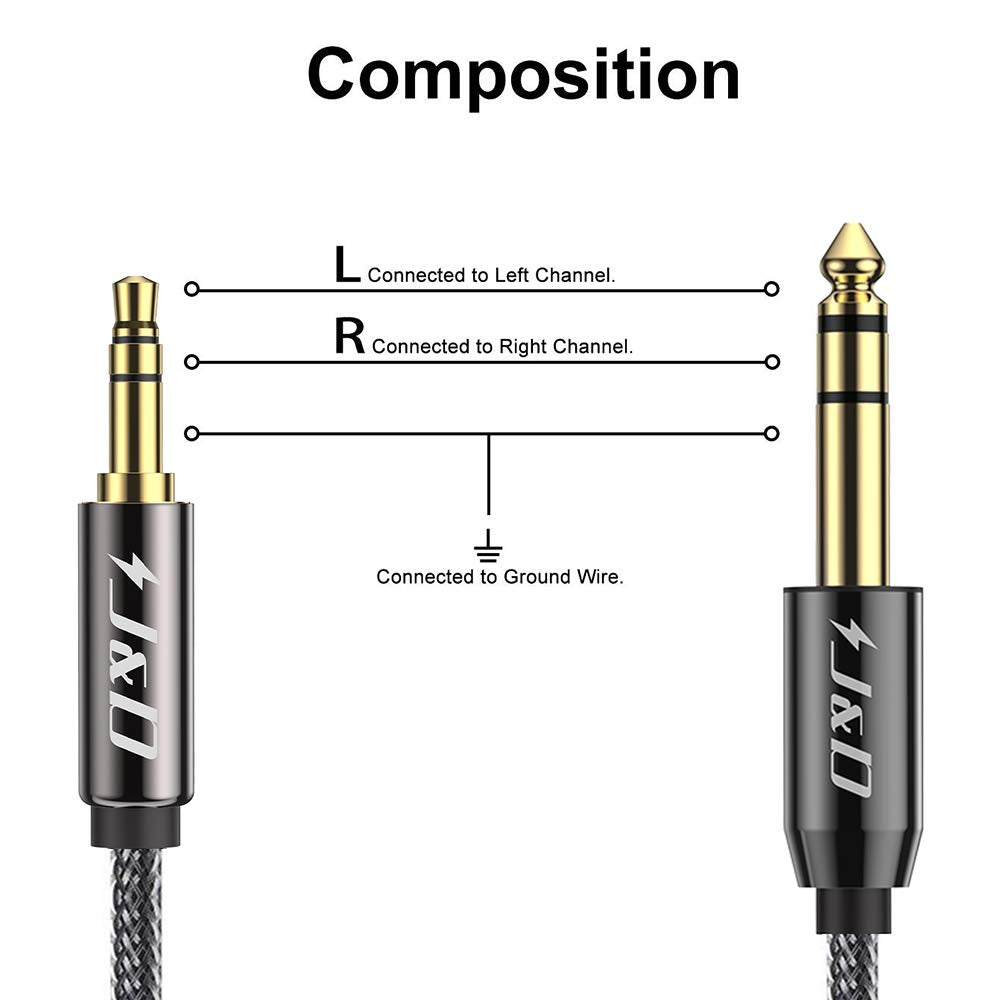 3.5 mm TRS Male to 6.35 mm TRS Male Stereo Audio Cable with Nylon Braid