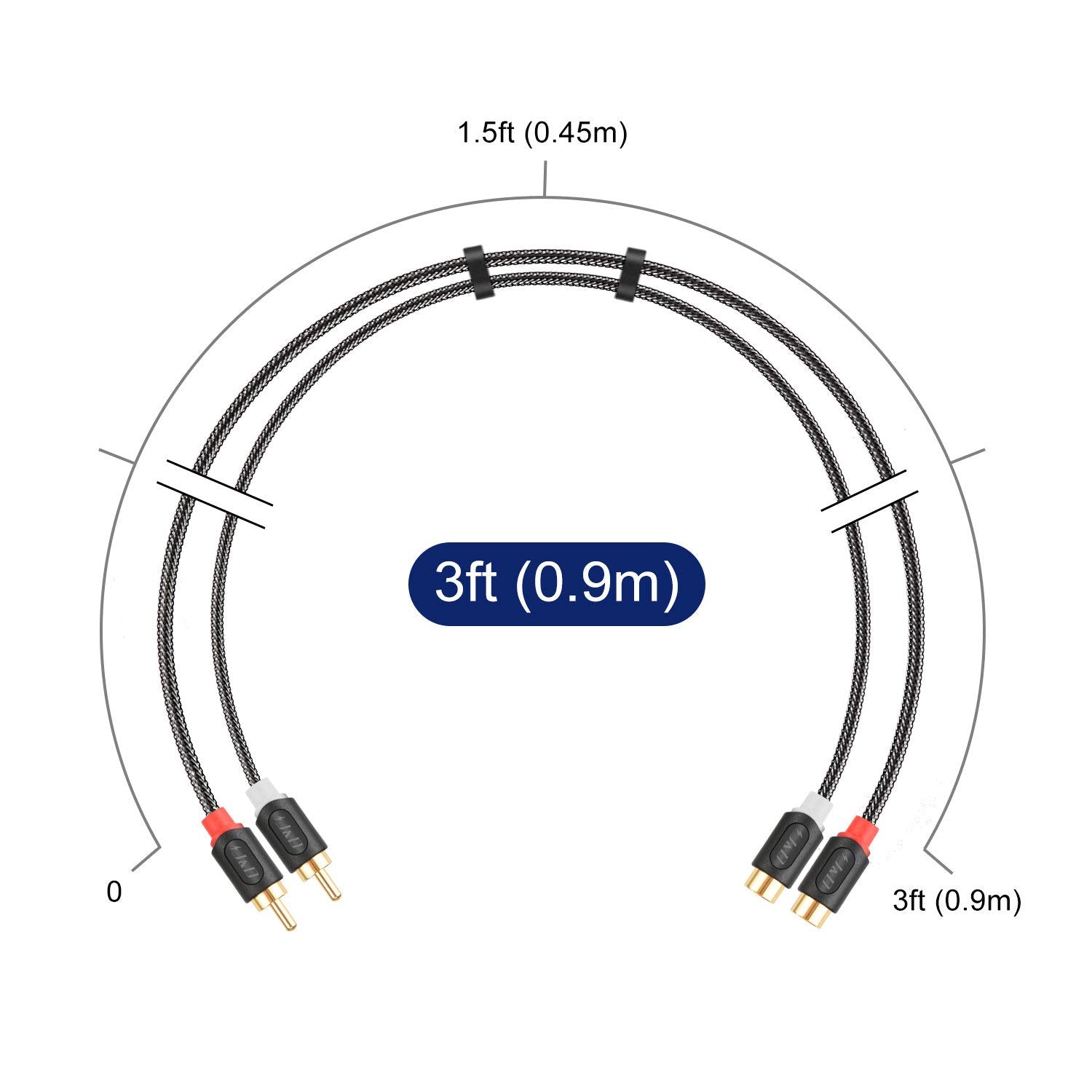 2RCA M/F Audiowave Series Audio Extension Cable with Nylon Braid