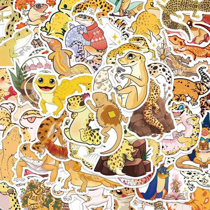 Cute Gecko Aesthetic Stickers 50 Pcs Pack