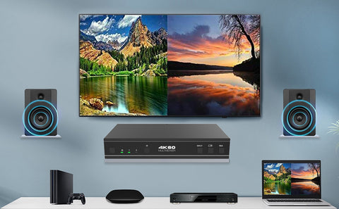 4K HDMI Multiviewer 2x1 Audio Extractor 4 Display Modes connection-BUNGPUNG