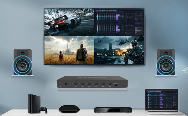 HDMI Multiviewer 4x1 1080P 60Hz Analog Audio output VGA out connection-BUNGPUNG