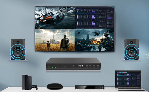 4K HDMI Multiviewer 4x1 Audio Extractor 8 Display Modes connection-BUNGPUNG
