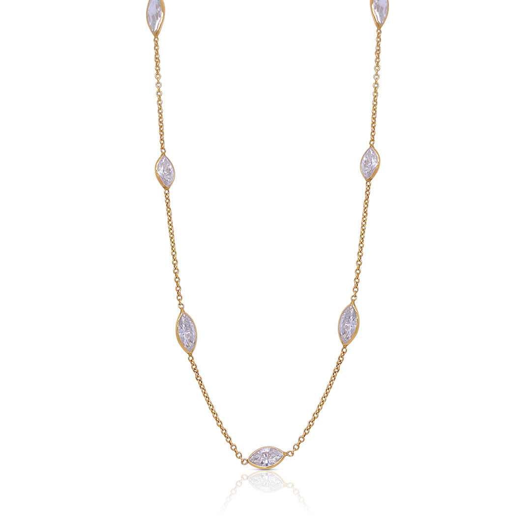 5.10 Cttw Marquise Diamonds By The Yard 14K Yellow Gold Necklace