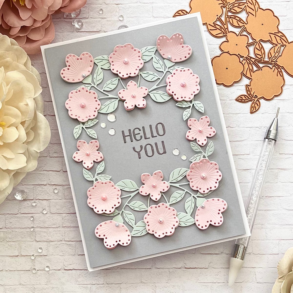 Stitched Floral Flip Frame Etched Dies from the Stylish Ovals Collection