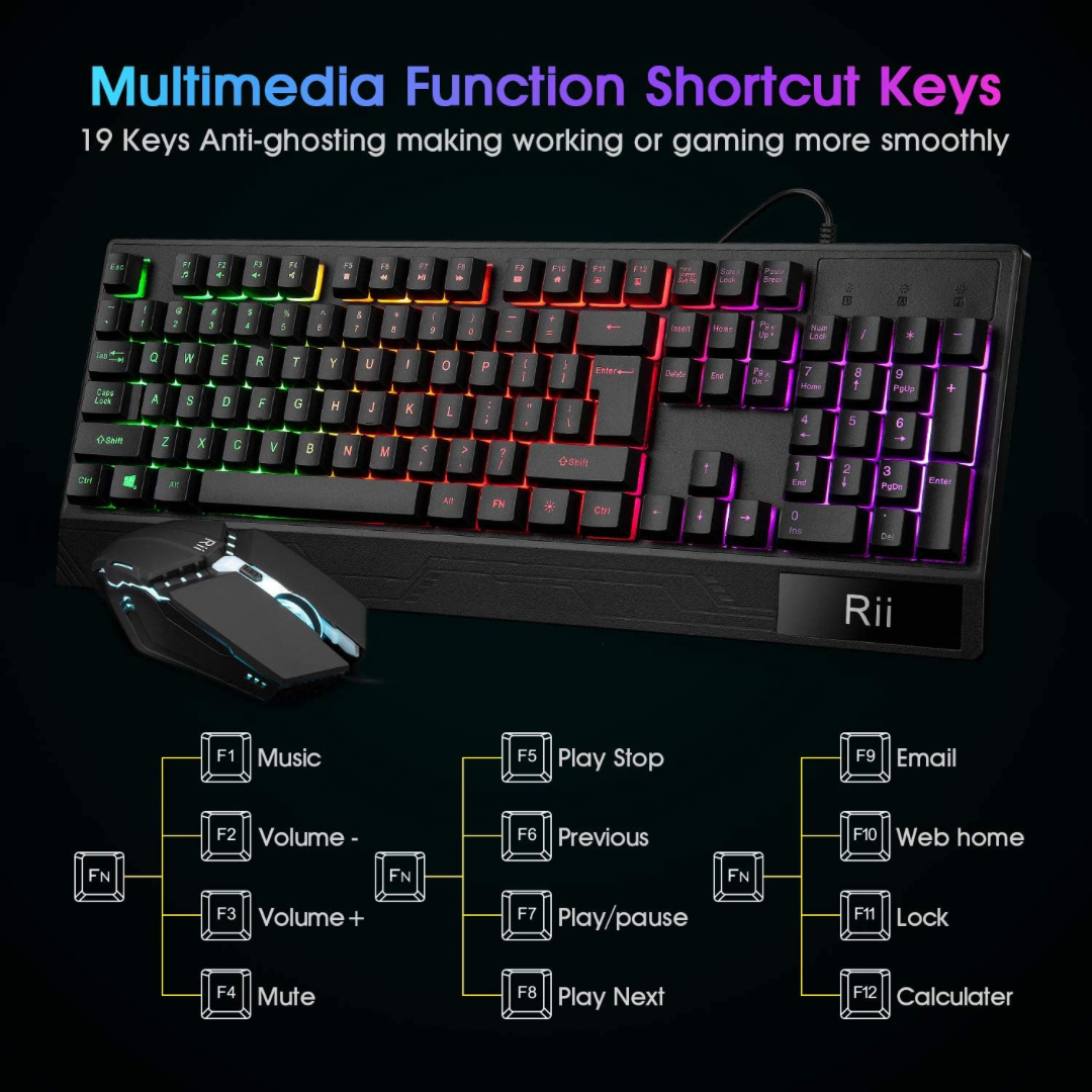 Rii RK400 RGB Gaming Keyboard and Mouse Combo